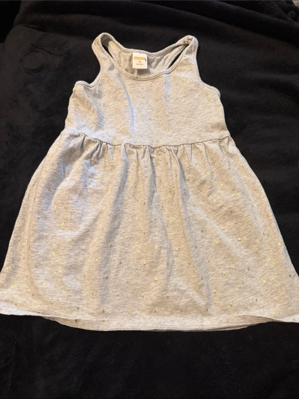 Gymboree Gray Tank Dress with Gold Dot Accents